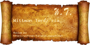 Wittman Terézia névjegykártya